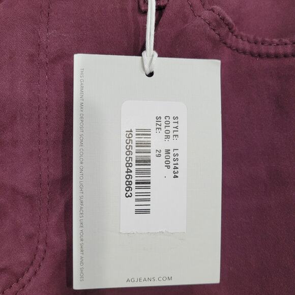 AG Prima Mid Rise Sateen Cigarette Jeans in Moop (Burgundy) 33 - Picture 4 of 6